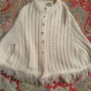 Elegant White Button-Up Sweater Cape